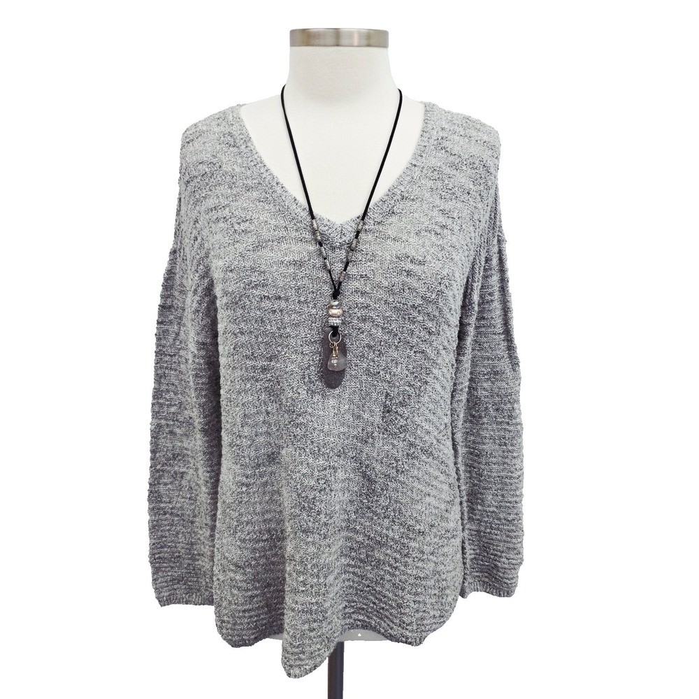 Calvin Klein Jeans L Gray‎ Knit Sweater V Neck Long Sleeve Pullover Casual Cozy